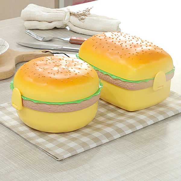 Hamburger Lunch Box Double Tier Burger Bento Box Kan användas i mikrovågsugn B