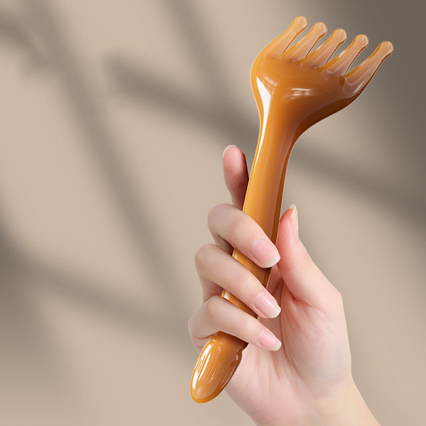 Resin Head Massager Scalp Gua Sha For Body Neck Leg Massage Fiv Brown