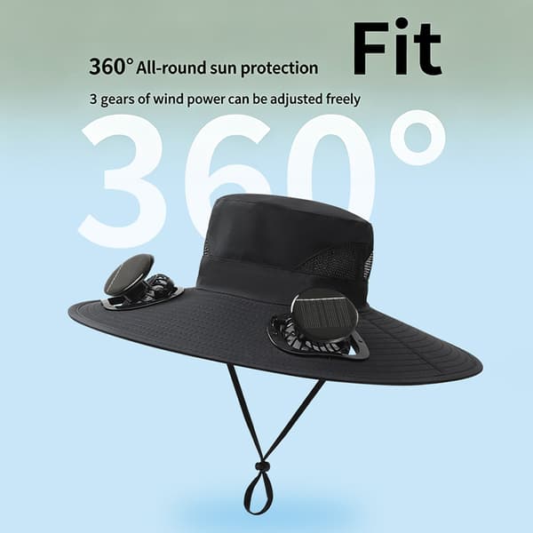 2026 Unisex Bredskygget Justerbar Solar Ventilatorhat K