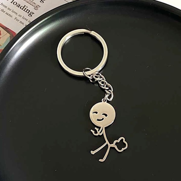 Cartoon Stickman Key Chain Pendant Par Nyckelring Ryggsäck Cha C