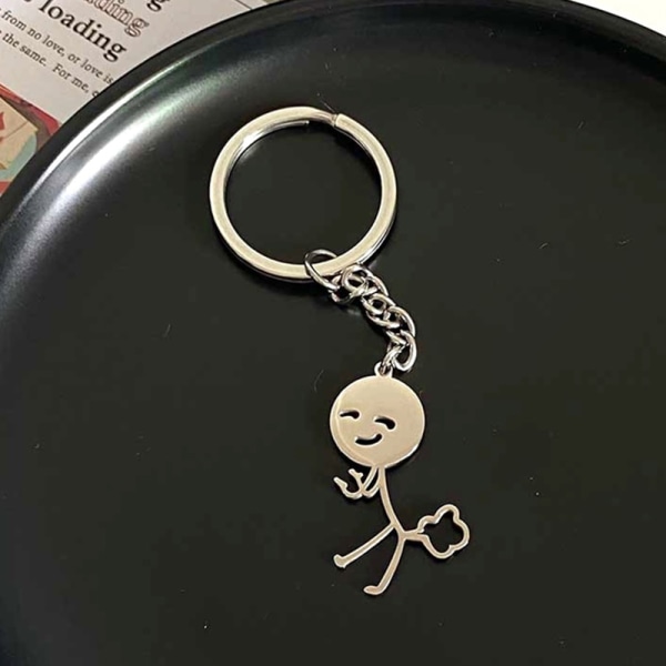 Sarjakuva Stickman avaimenperä riipus pari avaimenperä reppu Cha C