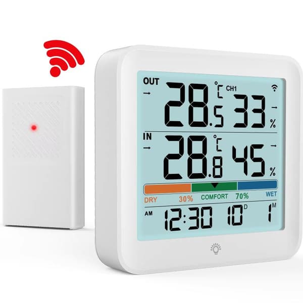 Intelligent termometer hygrometer måler multifunksjonsklokke digital A2