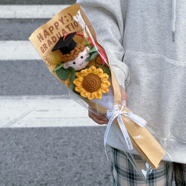 Studenterbuket Strikkede Blomster Hæklet Bryllupsbuket Studentergave A1