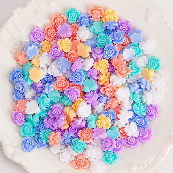 50 kpl 3D Mini Flower Flatback Resin tarvikkeet Tee-se-itse askartelupuhelin 09