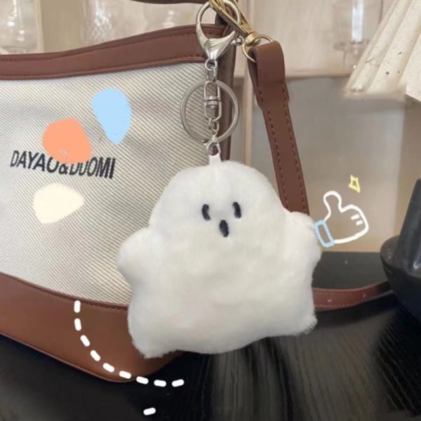 Funny White Ghost Keychain Skoletaske Pendant Doll e Plush Bag
