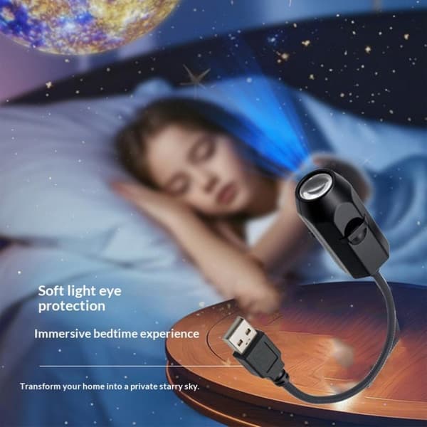 1 stk. USB-projektorlampe Halloween Månelampe Roterbare scener P A6