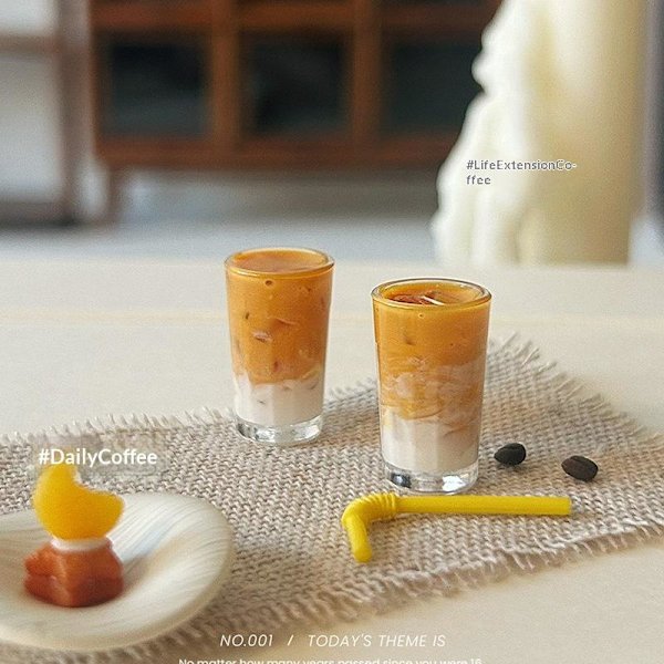 2 stk. e Miniature Dukkehus Mini Smør Latte Kaffekop Mini Drikke