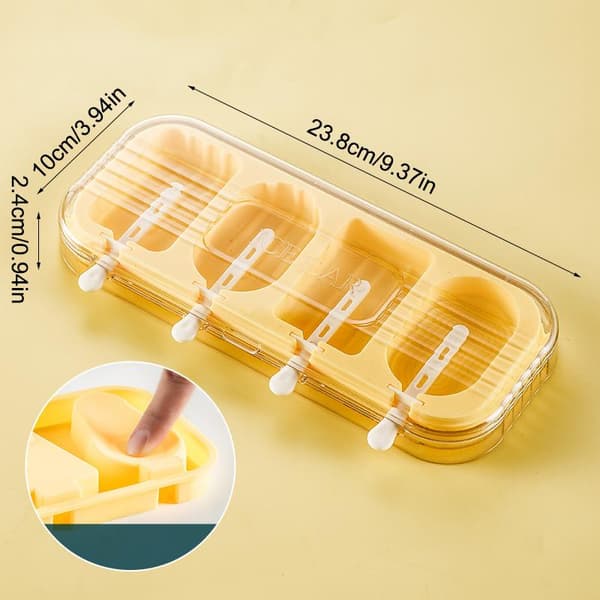 Store Popsicle Silikonformer 4 Hulrom Oval Hjemmelaget Iskrem 1