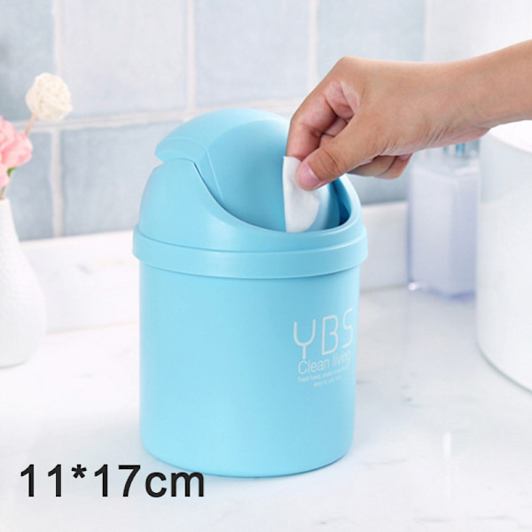 Desktop Mini affaldsbeholder Lille skraldespand Husholdning med affaldsspande Skrivebord Blue S