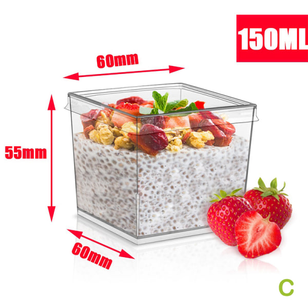 10 Stk Firkantede Plast Dessertkopper Miniterninger Stærk Kagekop Pa C