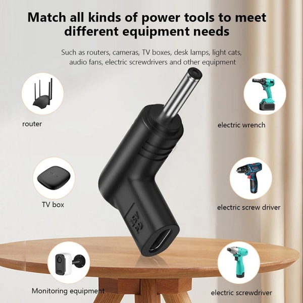 USB C PD Til DC Strømkontakt Universal 5/9/12V Type C Til DC J 5V-4.0x1.7