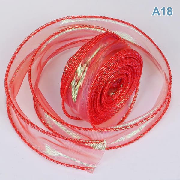 10 Yards Fishtail Organza Bånd 4 cm Reflekterende Iriserende Bølget A18
