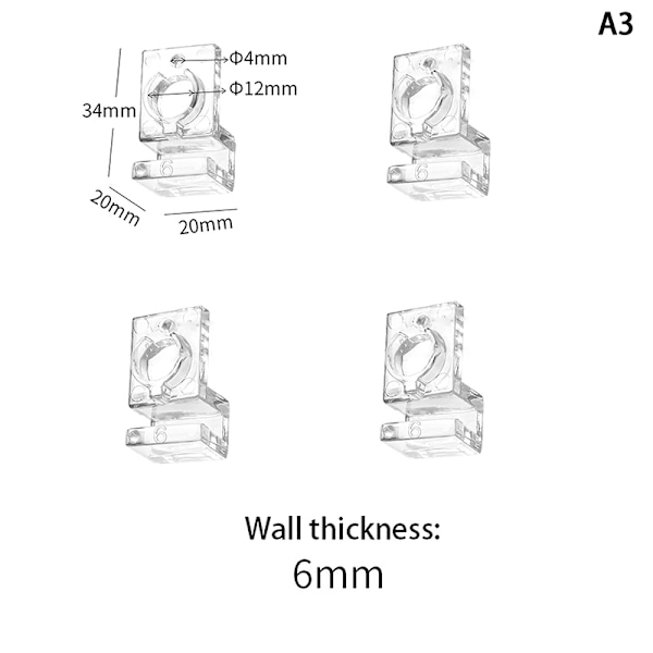 4 stk Aquarium Akryl Clips Akvarium Låg Dæksel Support Holder 6mm