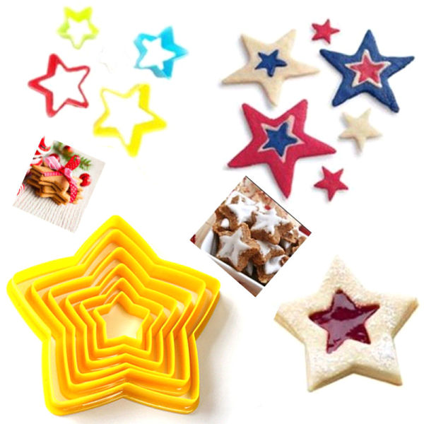 6 Stk/sett Juletre Cookie ter Stjerner Form Kake Kjeks ter