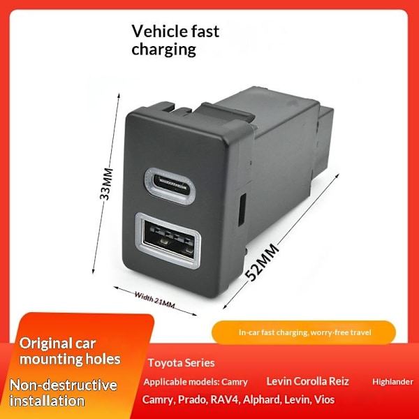Til RAV4 USB Biloplader PD QC3 0 Hurtigoplader Til Lighter Rig A4