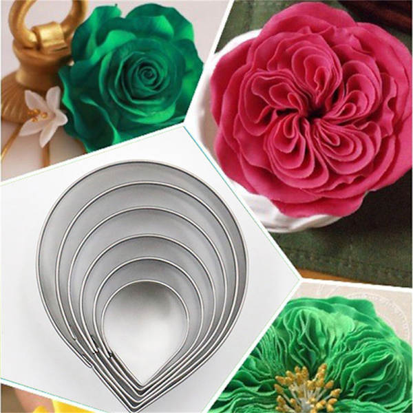 6 STK/Sæt Rosenbladsform til kagedekoration Fondant Sugarcraft ters