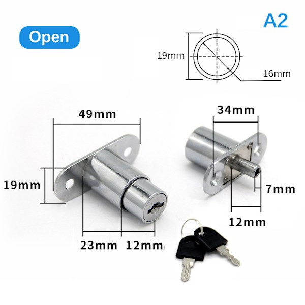 Laatikon Push Lock Liukuoven Vitriinin Kaappikaapin lukot W A2
