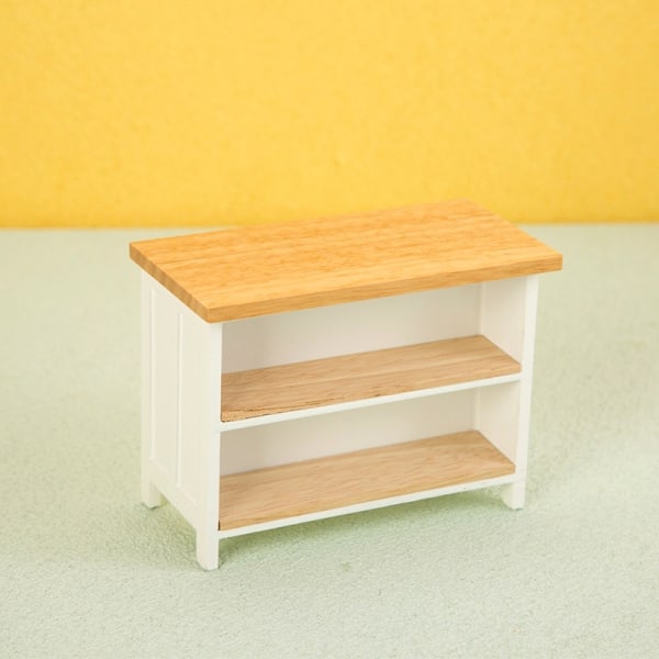 1:12 Dukkehus Miniature Skrivebord Dobbeltlags Opbevaringsbordsmøbel Apricot