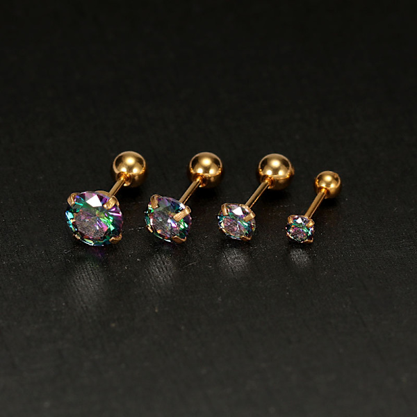 1 st Små öronstift Broskörhängen Färgglada glänsande mode J Silver 4MM