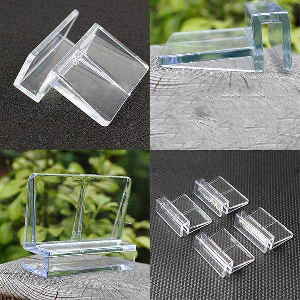 4 Stk 6/8mm Akvarium Tank Klar Plast Clips Glas Dæksel Stærk 8mm