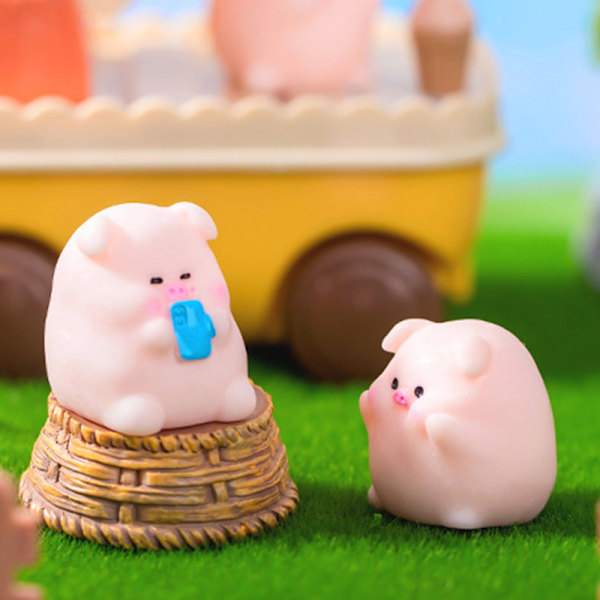 Mini e Funny Pig Figur Bil Dashboard Ornament Desktop Resin Cr 1