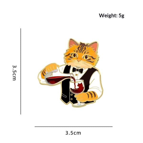 Rolig Gentleman Katt Emaljstift Vin & Ost Tema Djur B A3
