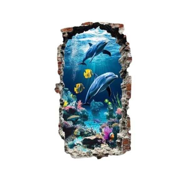 3D-seinätarra Ocean World Itsekiinnittyvä tarra puolimatta PVC