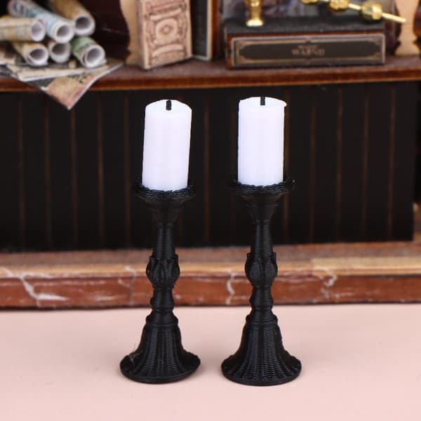 2 stk. miniature lysestagesæt med 2 lys dukkehuslys 1Set