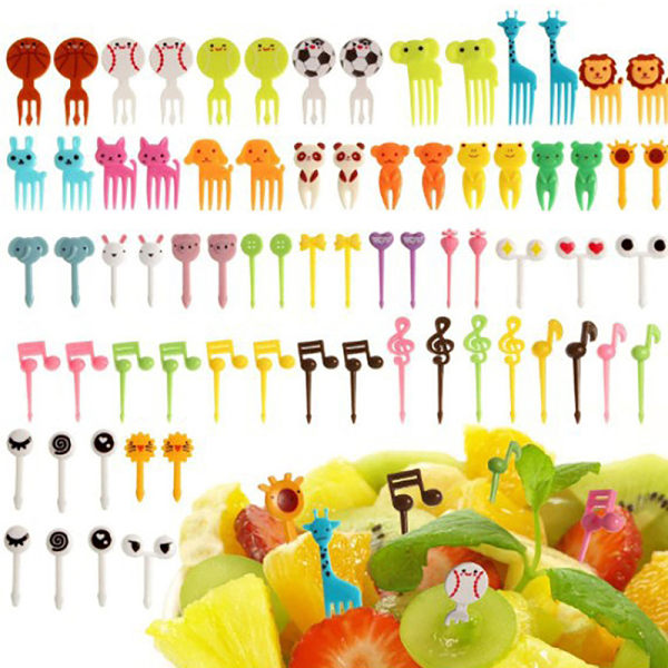 Cartoon Animal Bento Gaffel Fruktplukker Forks Matbokstilbehør 5PCS