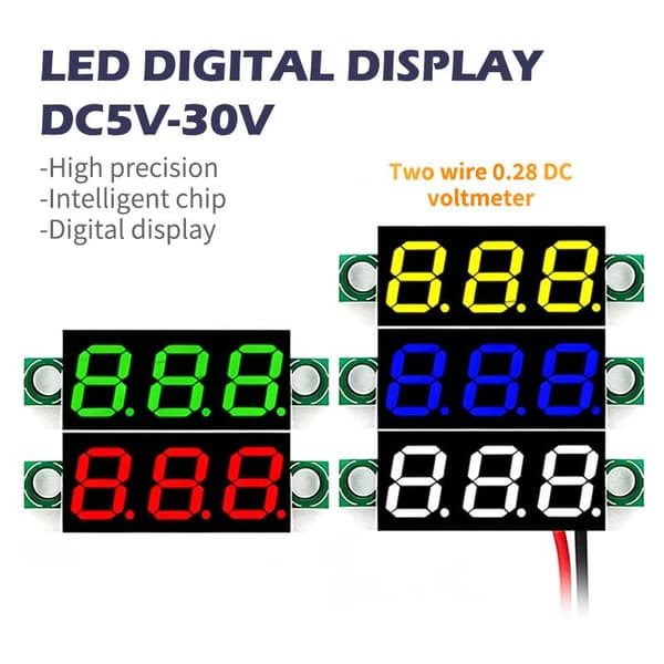 1 stk 0,28 tommer DC LED digitalt voltmeter 5-30V bil mobil strøm Green adjustment