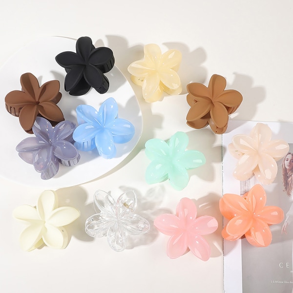 Nye Matte Flower Claw Clips Kvinder Hårklør Floral e Girls Hai A10