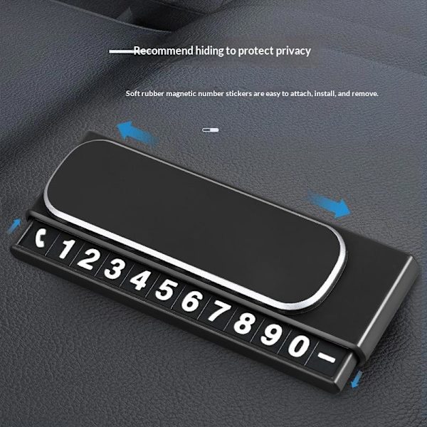 Bærbar telefonnummerplade Bilnummerplade til midlertidig brug Black