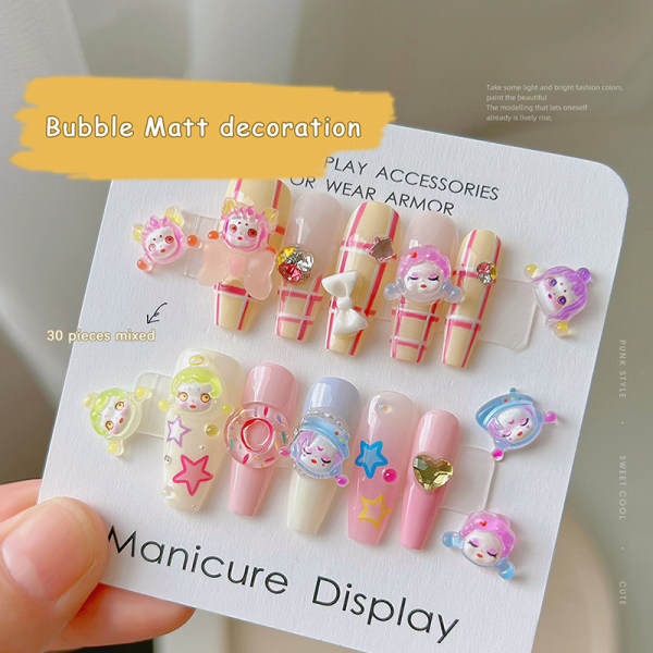 30 stk/sæt 3D Nail Jewelry Charms e Bubble Mart Girl DIY Manicur