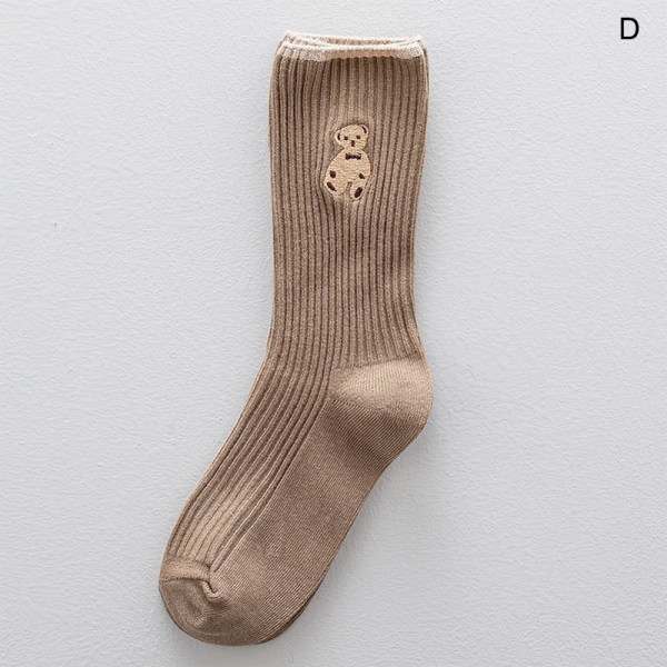 Bear Brodery Socks e Funny Women Strumpor Enfärgad Strumpa För D