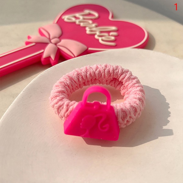 Rosa rosa hårring Barbie Letter Shell Handduk Hårrep Girls M 1
