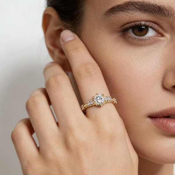 Fine guld stabelbare ringe sæt vintage kvist blad Zircon Stacki B 9