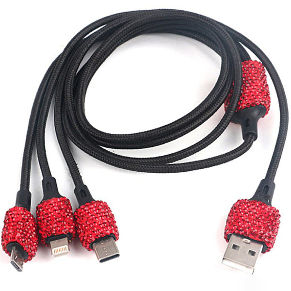 Naisten Crystal Dual USB -portti Auton nopea tekojalokivi Bling-laturi RD2