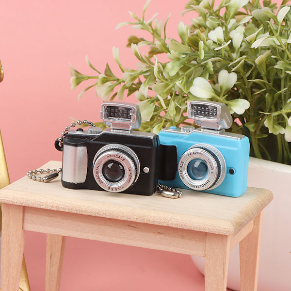 Mini digitalkamera modell 1:12 Dockhuskamera LED-blixtnyckel Blue