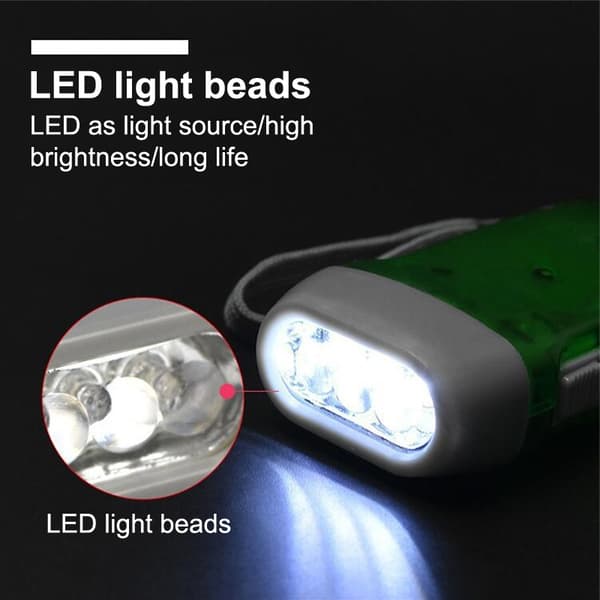LED Handpress Dynamo Vevdriven Ficklampa Utomhus Green