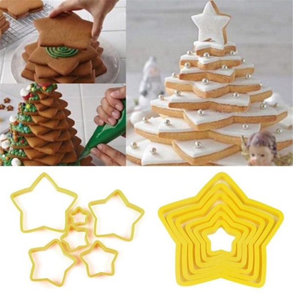 6 Stk/sett Juletre Cookie ter Stjerner Form Kake Kjeks ter