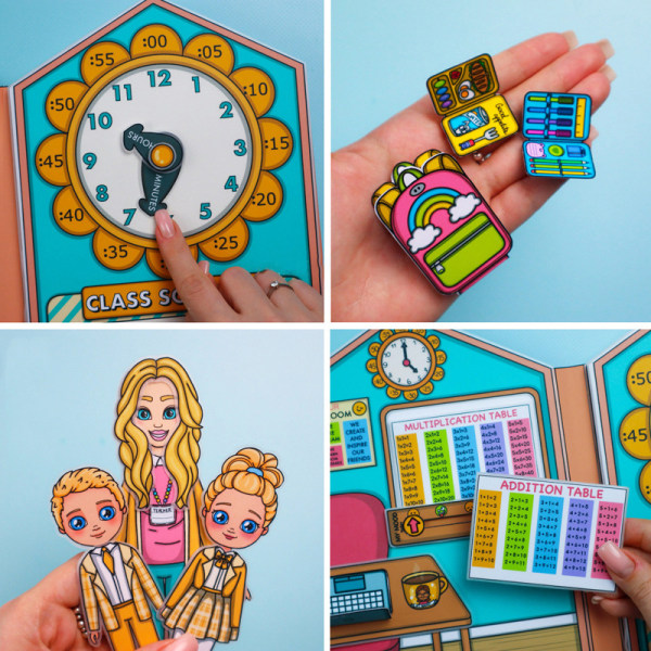 Simulering Skola Tyst Bok Barn Handgjorda DIY Sticker Leksaker