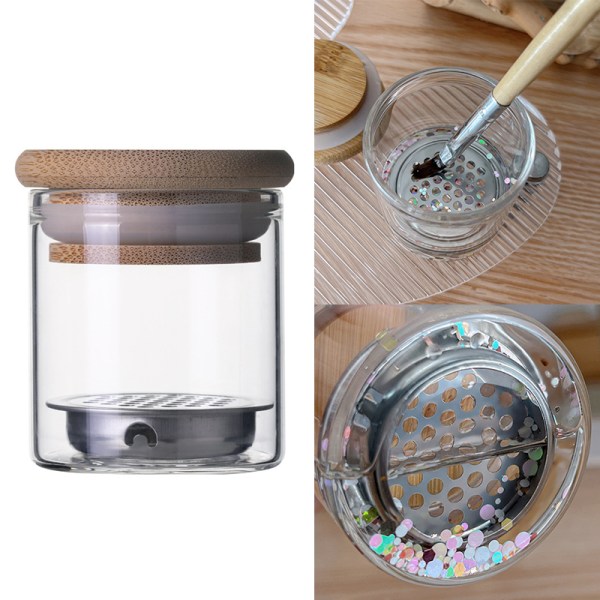 1st Nail Art Glas flytande pulver Dappen Dish Glas Crystal Cup