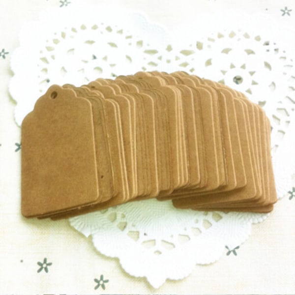 100x Kraft Paper Hang Tags Bursdagsfest Favor Gift Etikett