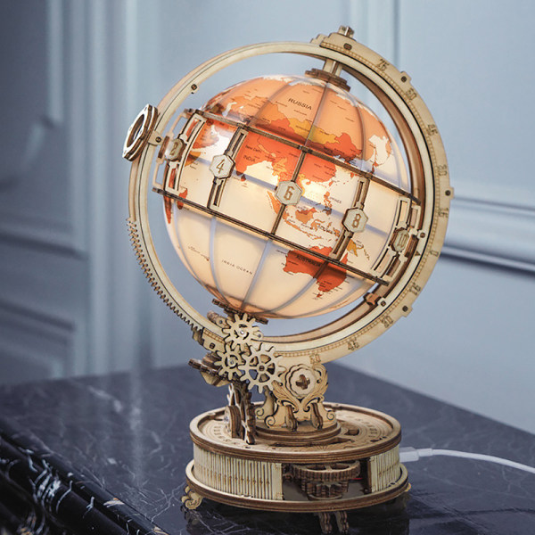 Luminous Wooden Globe Light Night 3D-puslespil til jul