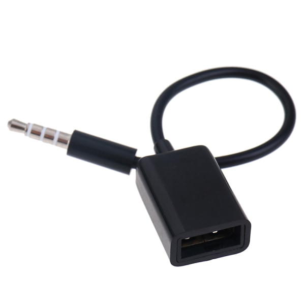 3,5 mm hann AUX o pluggkontakt til USB 2.0 hunnomformerkabel