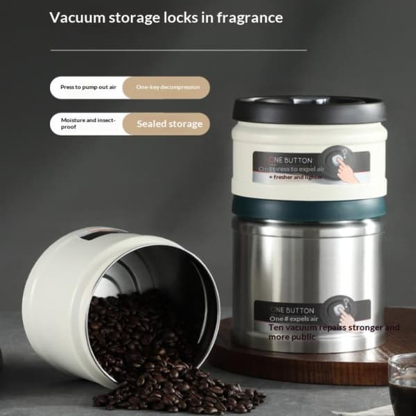 Kaffebönor Vakuumförseglad Tank Fuktsäker Förvaringsburk White 1600ML