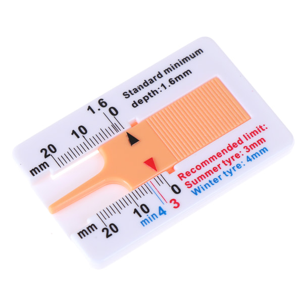 0-20MM Bildæk Dæk Slidbanedybdemåler Målerværktøj Yellow