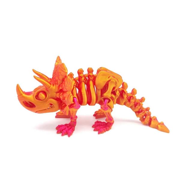 3D-printad skelett-Triceratops ledad actionfigurmodell Green