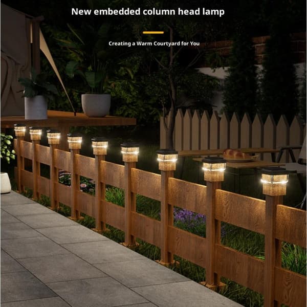 1 stk. Solar LED-stolpehette IP65 vanntett solcelle gjerdelampe 8X8cm