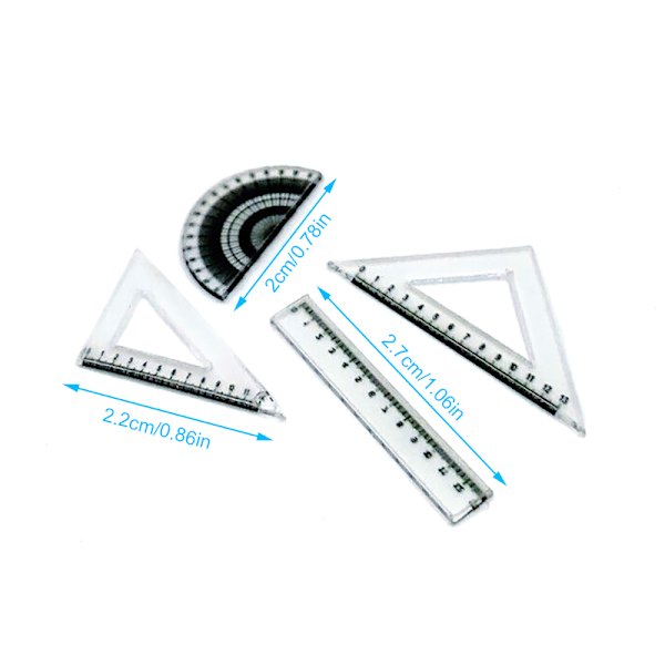 4stk 1:12 Dukkehus Miniatyrtrekant linjal Rettkant Protr